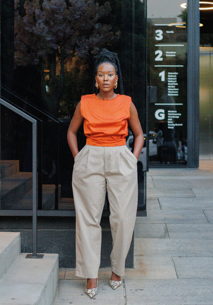 Moto Orange Satin Crop Blouse
