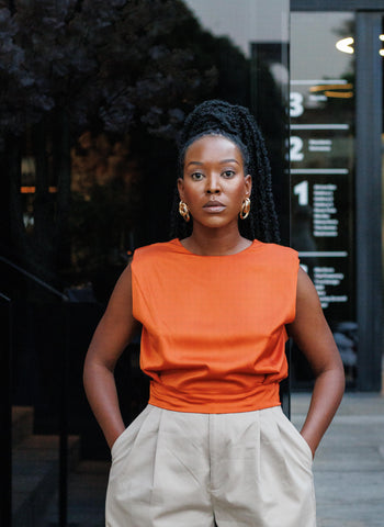 Moto Orange Satin Crop Blouse